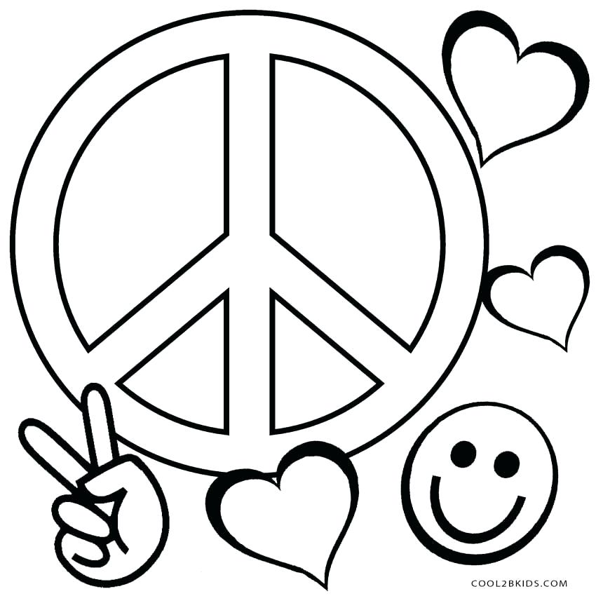 850x850 Peace Symbol Coloring Pages Coloring Pages Of Peace Signs Free