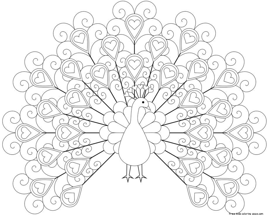 920x736 Printable Peacock Coloring Pages
