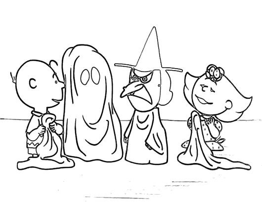 530x409 Charlie Brown Halloween Coloring Pages Dibujos Varios