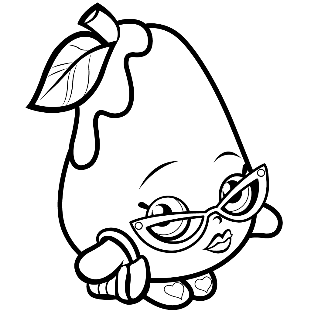 1024x1024 Posh Pear Coloring Page Shopkins Fruit Vegetable