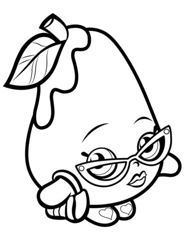 371x480 Posh Pear Shopkin Free Coloring Page Kids, Shopkins Coloring Pages