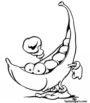 295x338 Printable Vegetable Peas Happy Face Coloring Page