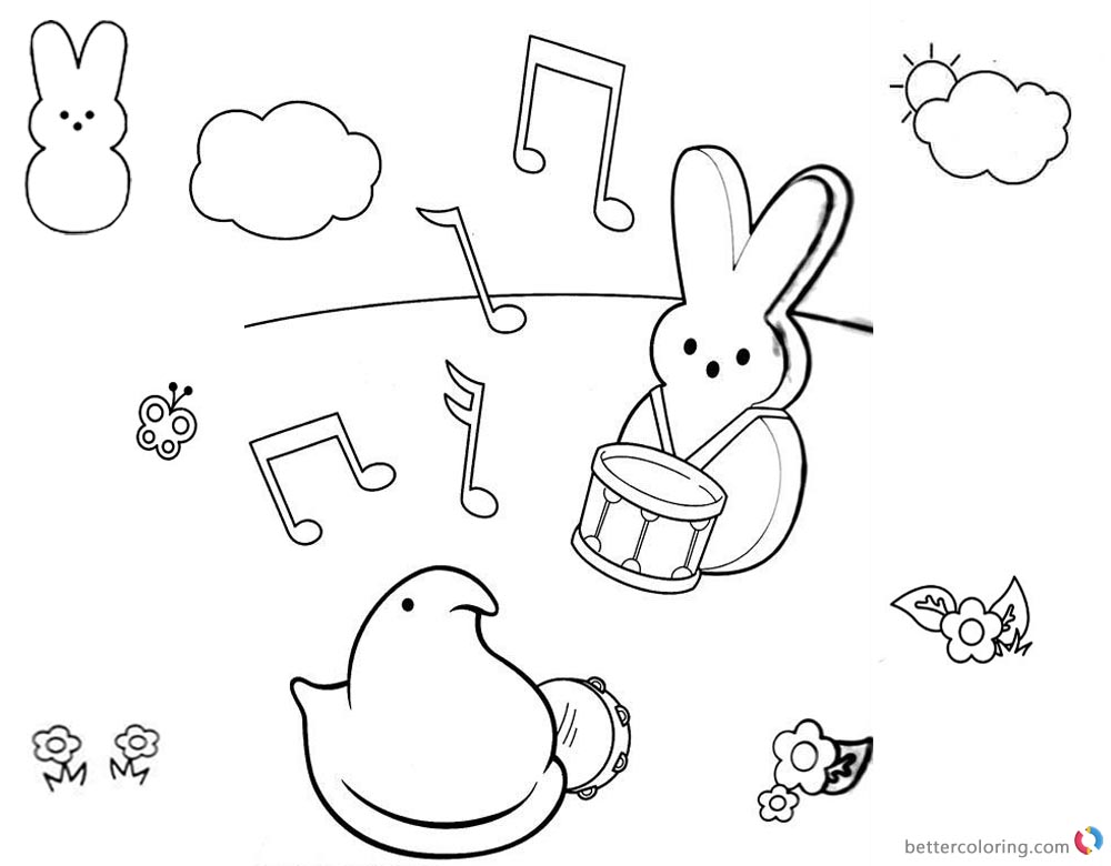 1000x780 Peeps Coloring Pages Playing Music
