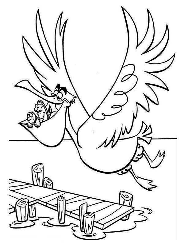 600x806 Dory, Marlin And Nigel The Pelican In Finding Nemo Coloring Page