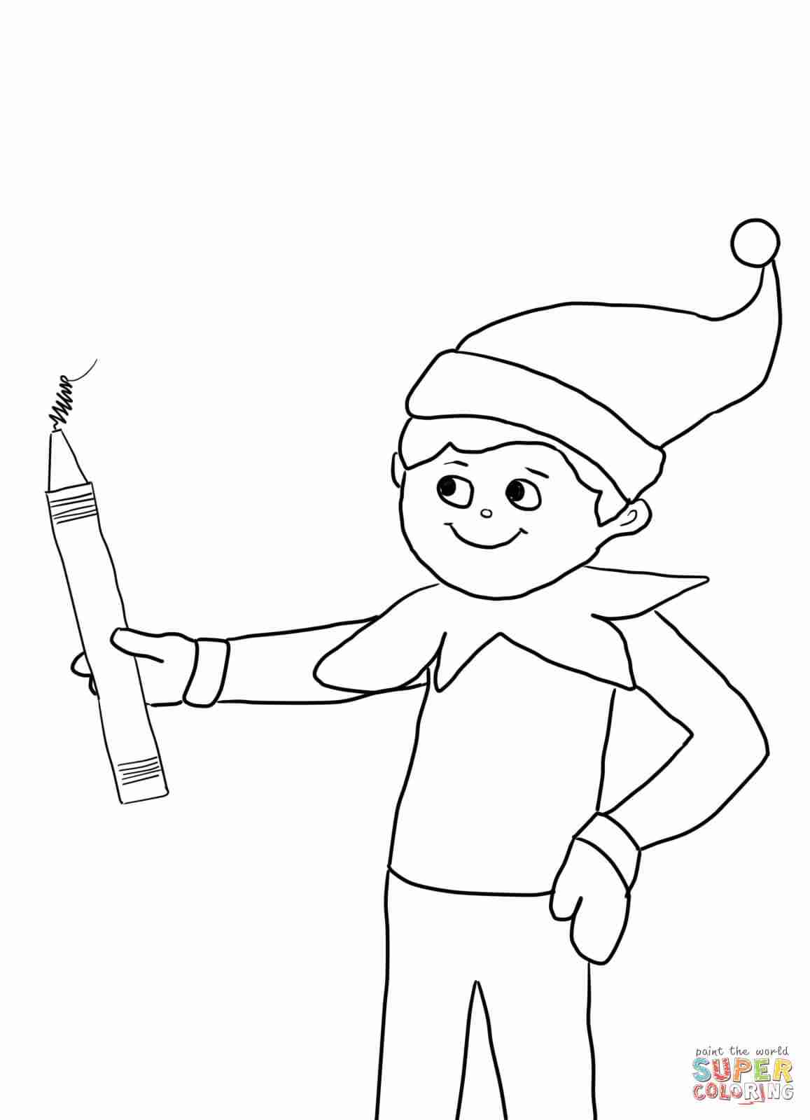 1157x1600 Elf On The Shelf With Pencil Coloring Page Free Printable