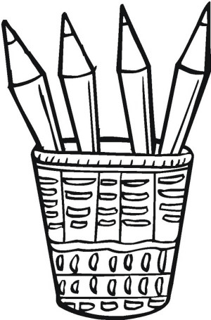 300x455 Four Colored Pencils In The Bucket Coloring Page