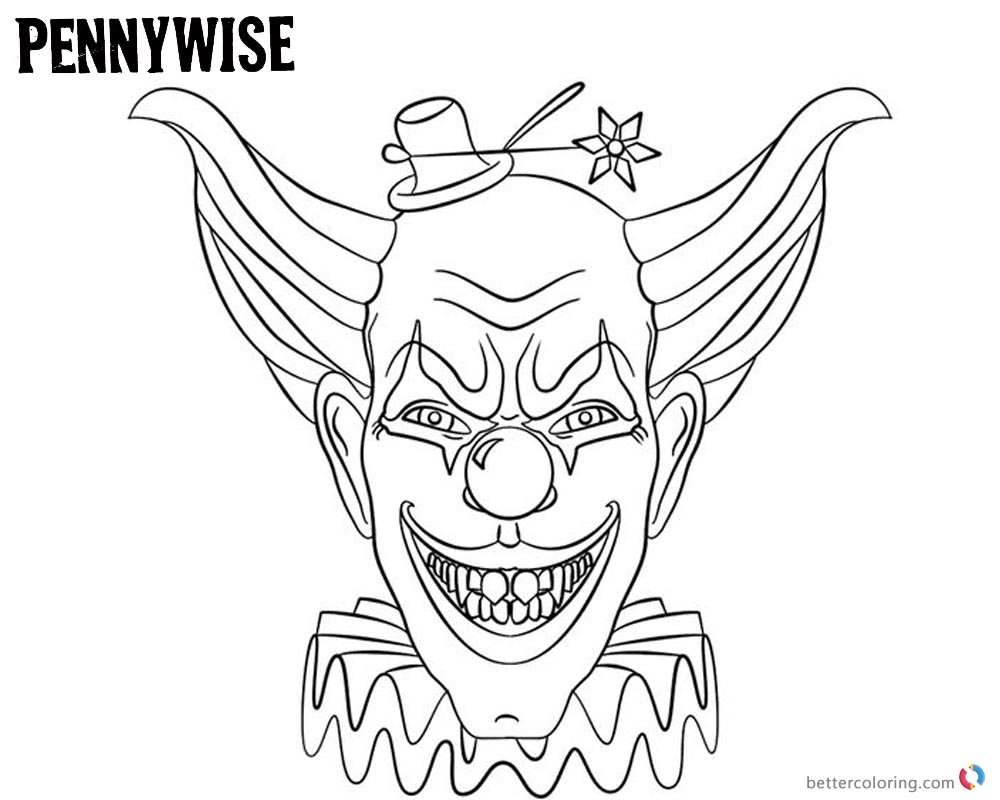 1000x800 Pennywise Coloring Pages With A Small Hat