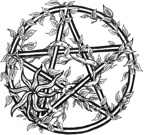 600x553 Tiggi Stones Tattoo Design Overgrown Pentacle Wiccan Pagan