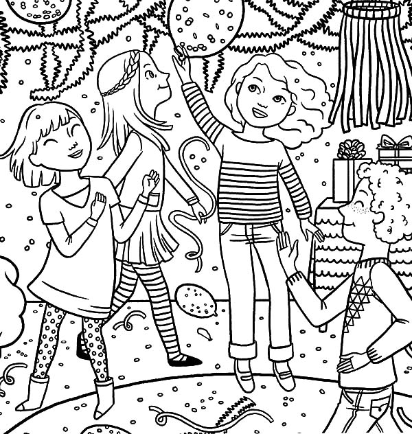 600x632 Dancing Together Birthday Party Coloring Pages