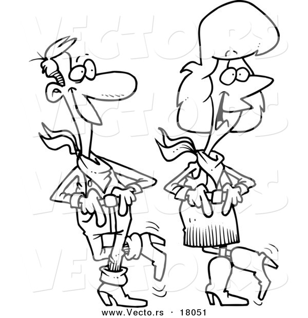 600x620 Vector Of A Cartoon Couple Line Dancing