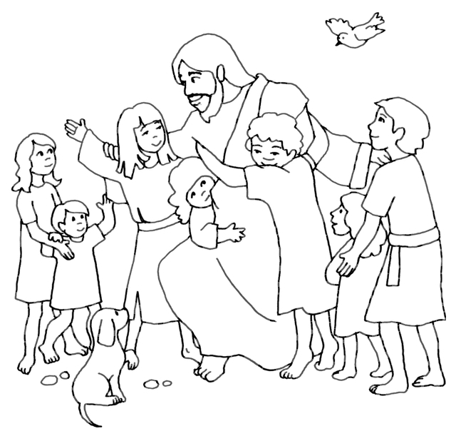 640x604 Jesus And The Children Coloring Pages Love Coloring Sheets