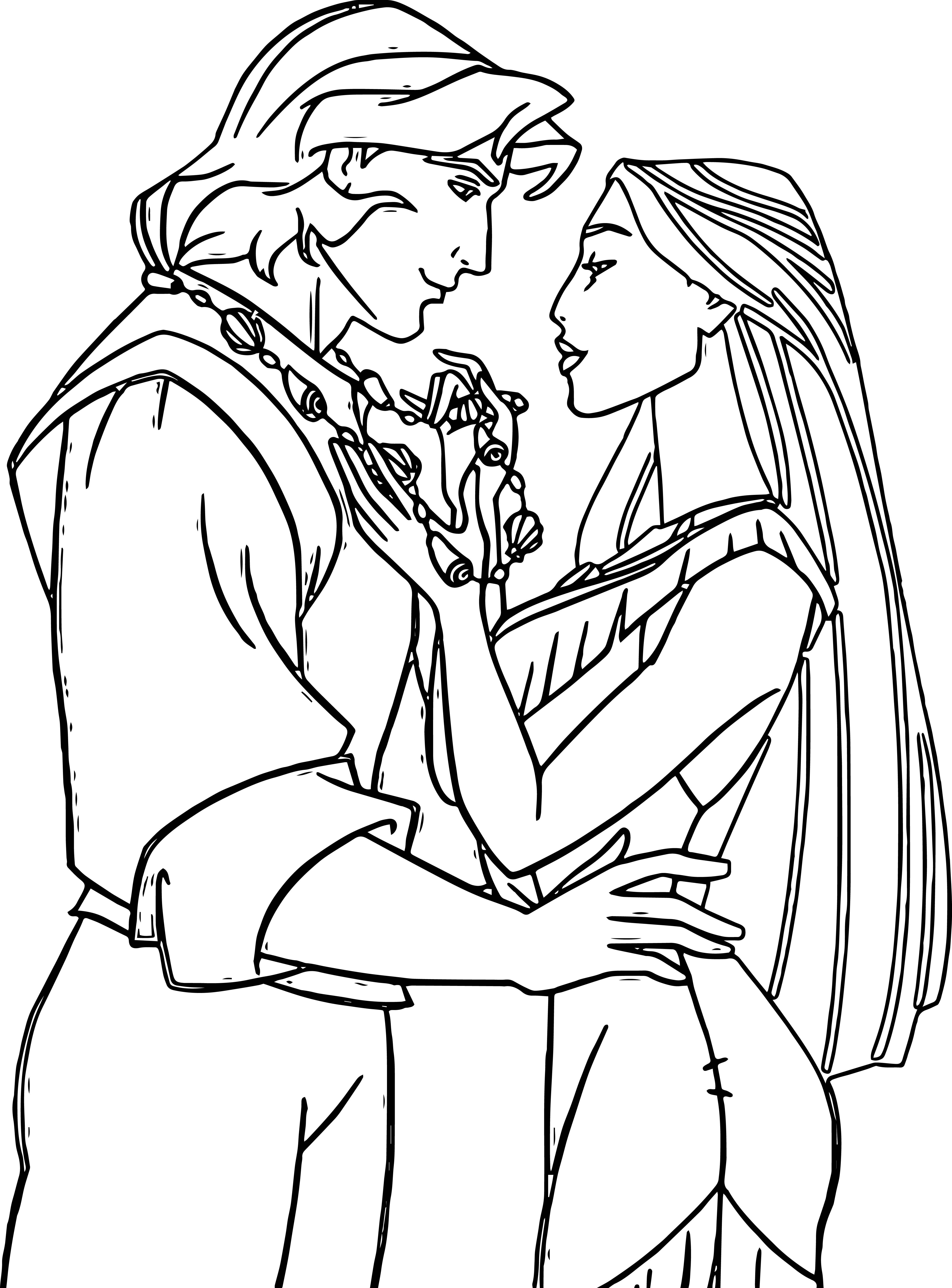 4460x6033 True Love Of Pocahontas And Captain Super Coloring Pages