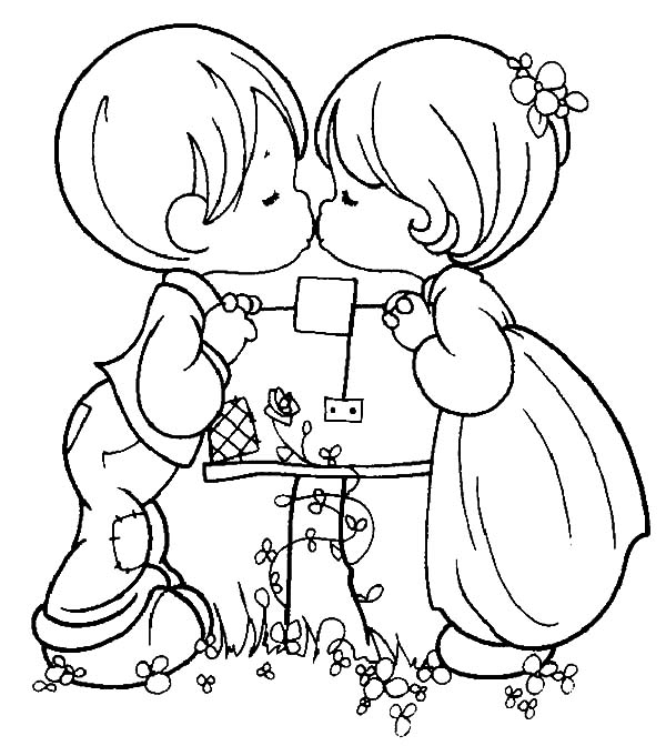 600x672 Two Kids Kissing I Love You Coloring Pages Batch Coloring