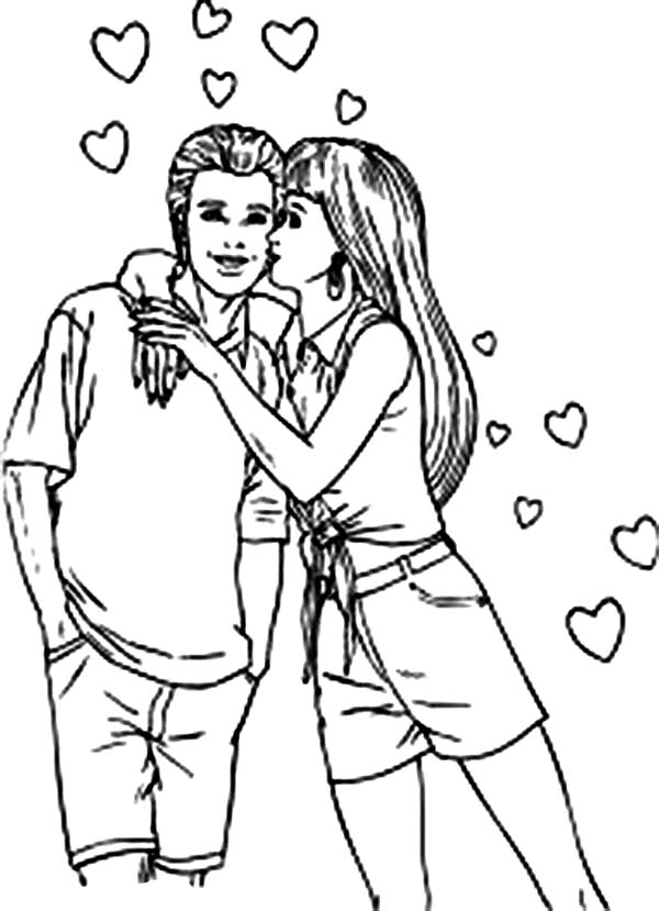 600x829 Barbie And Ken Kissing Coloring Pages Color Bros