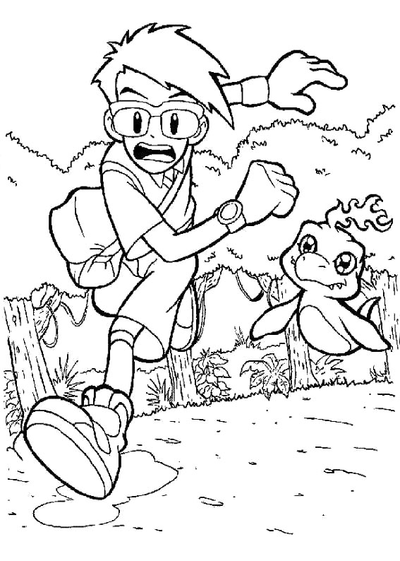567x794 Joe And Bukamon Running Coloring Page Asterix Coloring Page