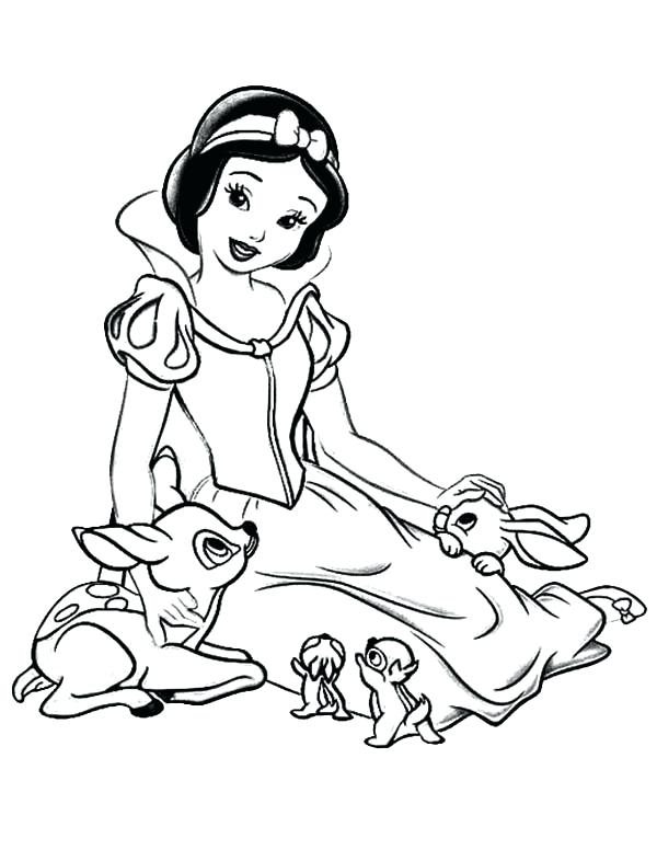 600x776 Snow White Coloring Pages Snow White Talking To Her Jungle Friends