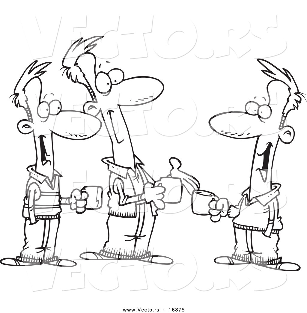 1024x1044 Vector Of A Cartoon Black And White Outline Design Of Three