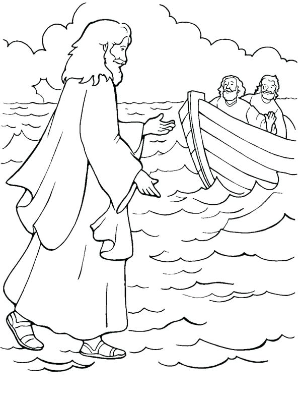 600x793 Jesus Walks On Water Coloring Page One Of Miracles Of Is Walking