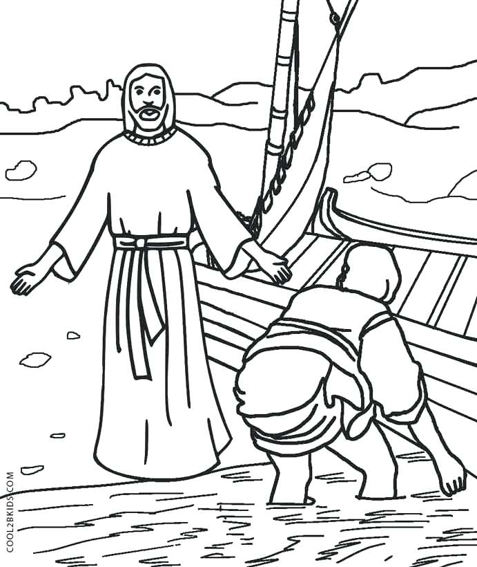691x820 Jesus Walks On Water Coloring Page