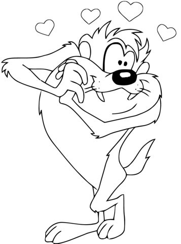 357x480 Taz In Love Coloring Page Looney Tunes