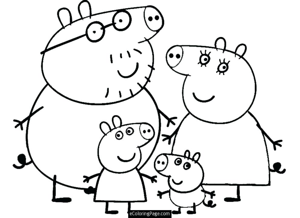 990x718 Pig Color Page Family Pig Coloring Pages Peppa Pig Print Color