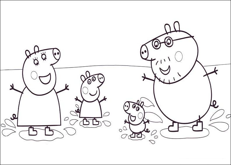 Peppa Pig Family Coloring Pages at GetDrawings | Free download