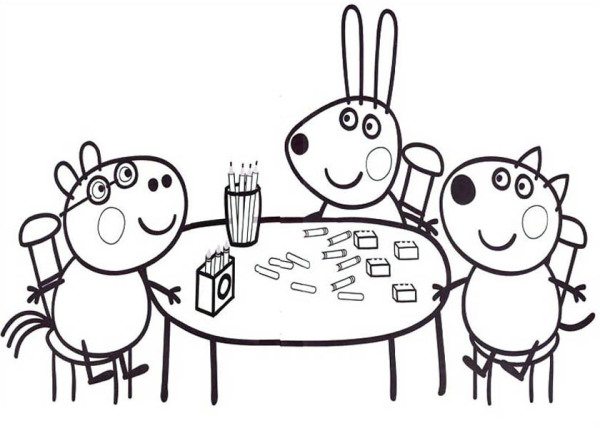 600x428 Best Dinner Family Peppa Pig Coloring Pages Free Printable
