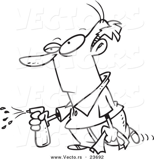 600x620 Vector Of A Cartoon Man Spraying