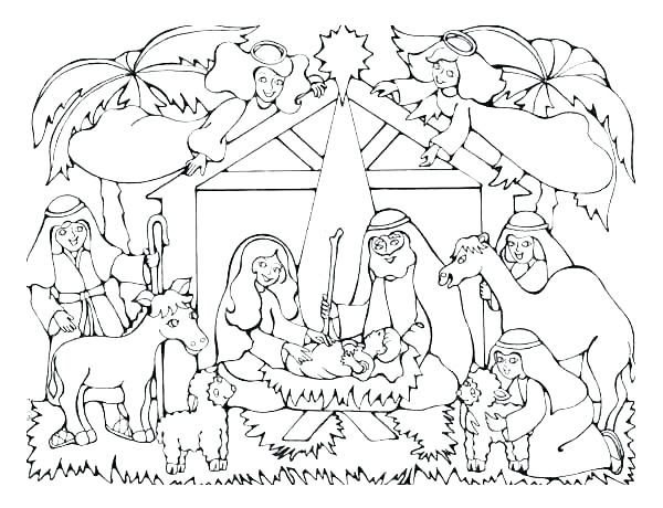600x460 Printable Nativity Scene Coloring Pages X Printable Christmas