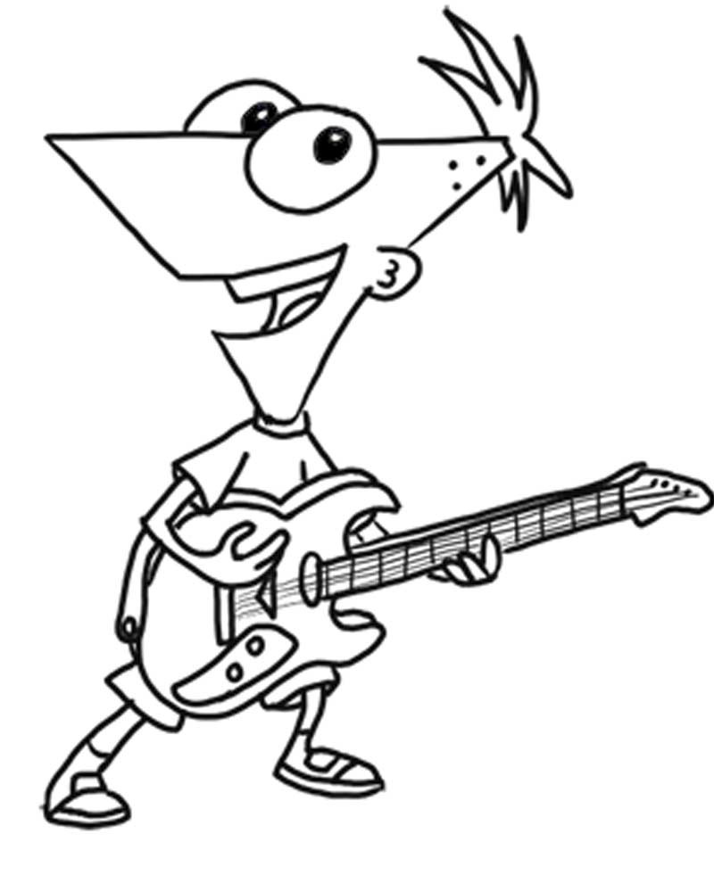 800x1000 Colorea A Phineas Tocando La Guitarra M S Dibujos En Fancy