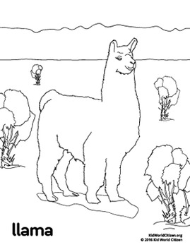 269x350 Free South America Peru Llama Coloring Page