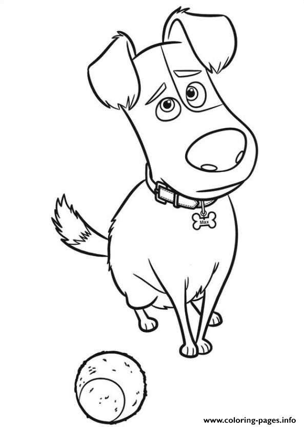 593x832 Max Is Sad With A Ball Secret Life Of Pets Coloring Pages Printable