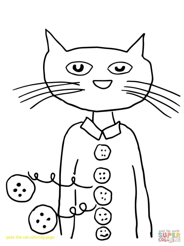 768x1024 Pete The Cat Coloring Page With Groovy Buttons