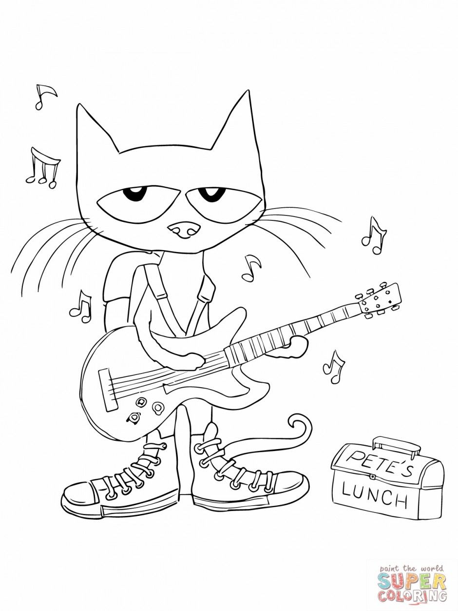 940x1253 Rockin' Pete The Cat Coloring Page Preschool Literature Response