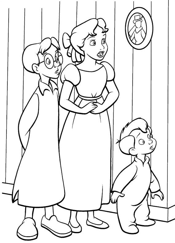 570x790 Michael Darling Peter Pan Coloring Page Peterpan Wendy Coloring