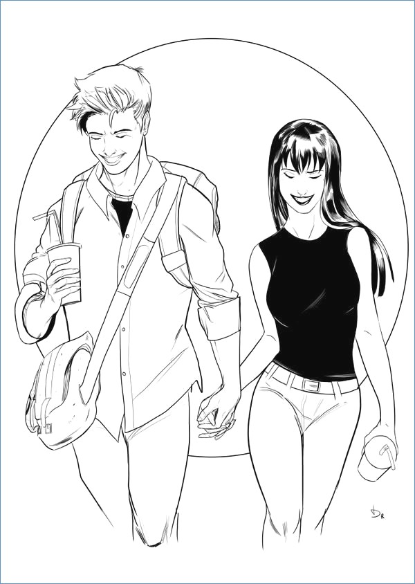600x844 Peter Parker And Jane Meteor Rain Spiderman Coloring Page