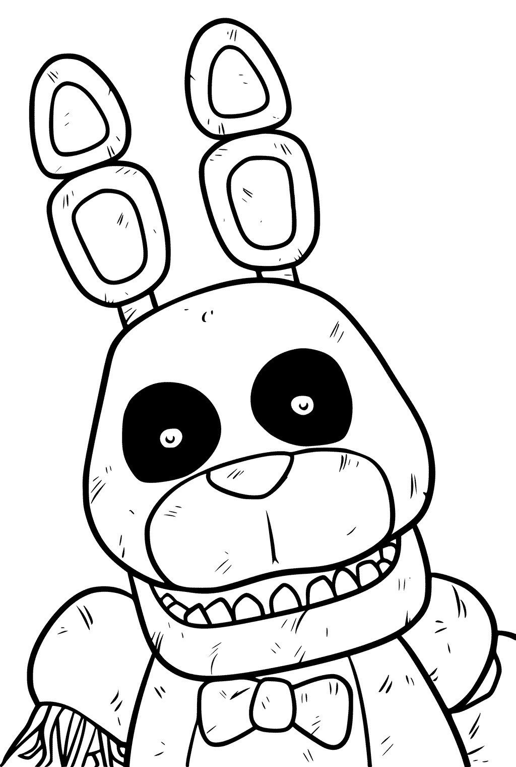 1024x1520 Fnaf Phantom Bonnie Portrait Colouring Pages