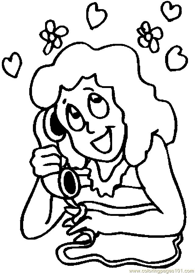 640x900 Girl On Phone Coloring Page