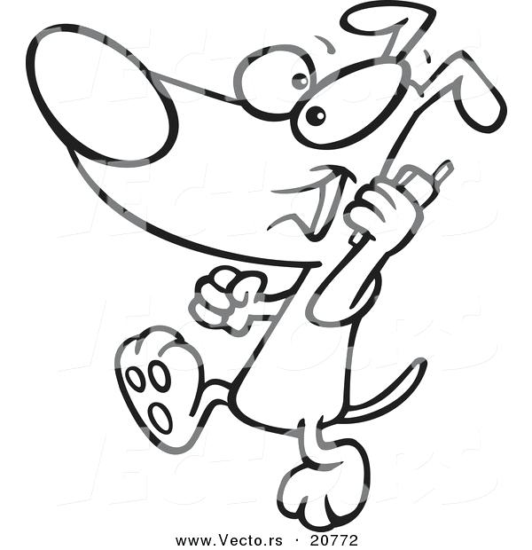 600x620 Vector Of A Cartoon Dog Talking On A Cell Phone Coloring Page Free