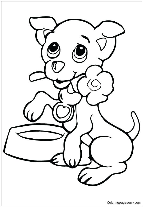 608x881 Free Coloring Pages Of Puppies Puppy And Flower Coloring Page