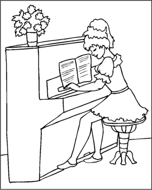 300x375 Pianist Girl Coloring Page