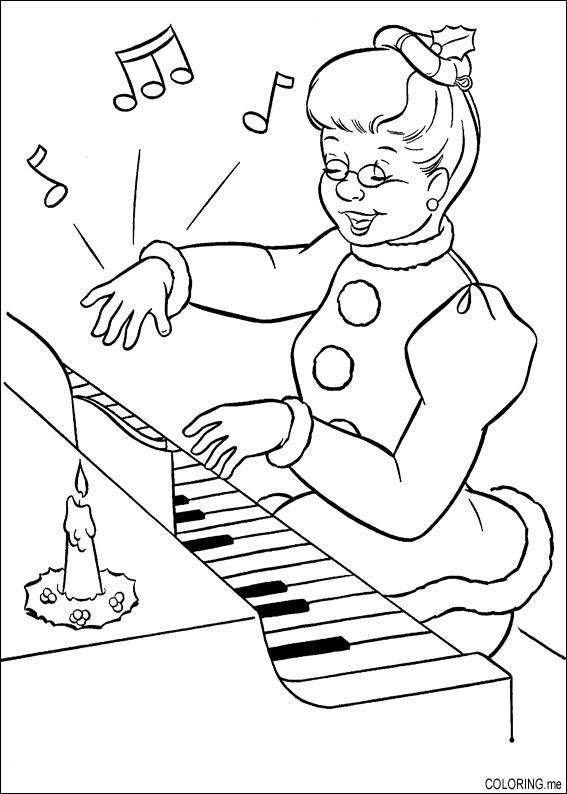 567x794 Coloring Page Christmas Playing Piano