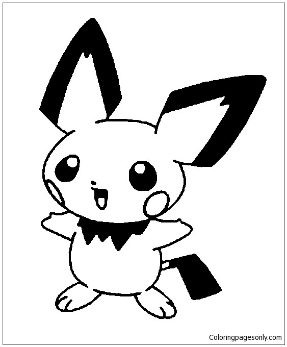 563x680 Pichu Pokemon Coloring Page