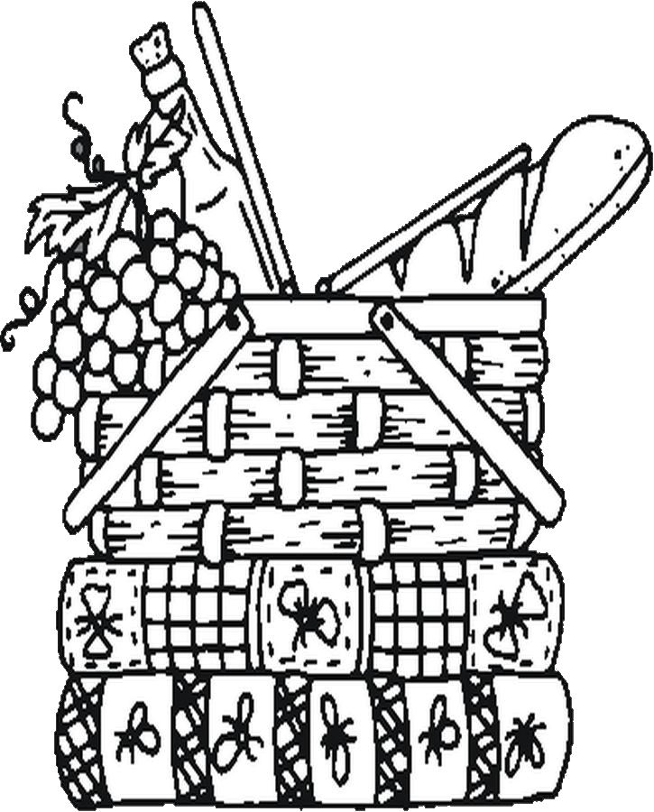 725x900 Picnic Basket Coloring Page