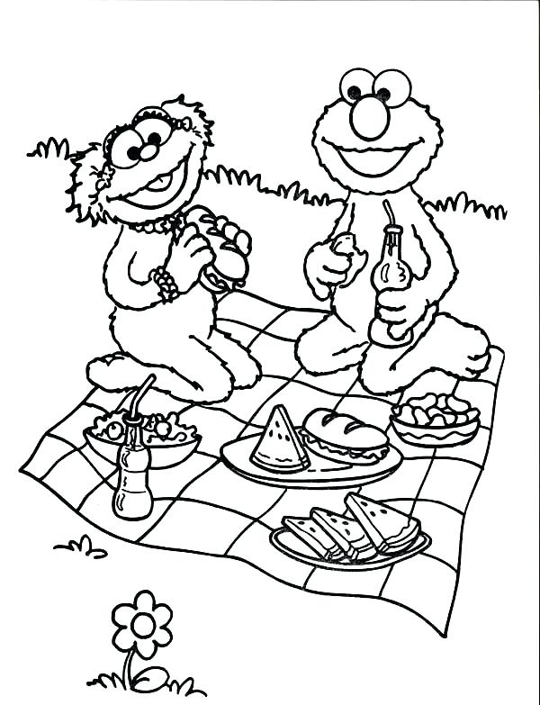 600x783 Picnic Coloring Pages Relaxing And Eating In Picnic Coloring Page