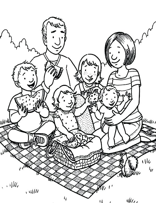 600x780 Picnic Coloring Page Family Holiday Picnic Coloring Pages Picnic