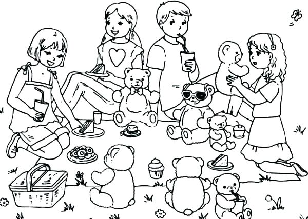 600x427 Picnic Coloring Pages Murs Franceorg Free Printable Picnic