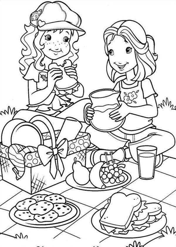 600x840 Holly Hobbie And Amy Had Picnic Together Coloring Pages Batch