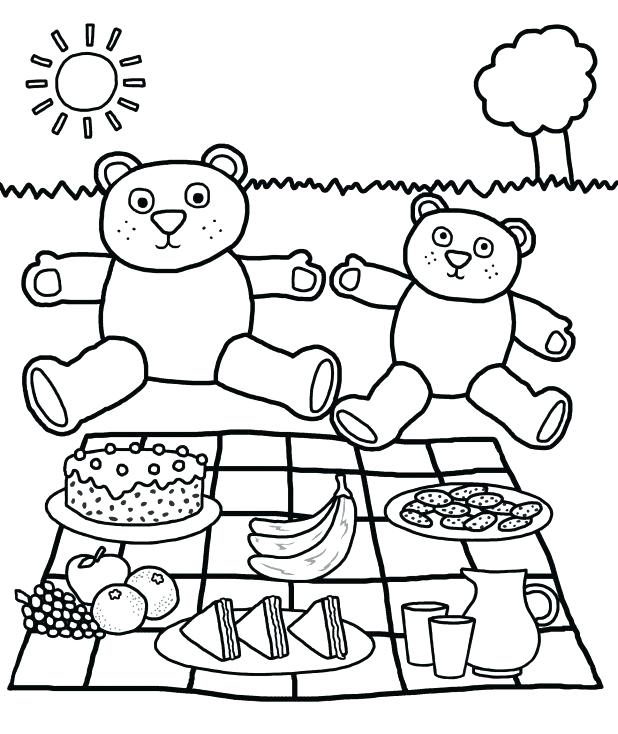618x734 Picnic Coloring Pages Picnic Coloring Pages Spring Page Of Four
