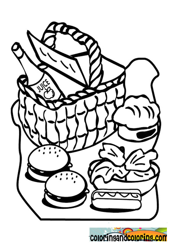 595x842 Picnic Food Coloring Coloring And Coloring Pages, Picnic Food